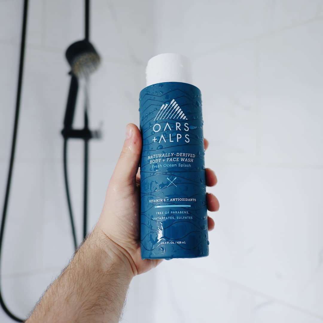 Oars + Alps Men's Sulfate Free Hair Shampoo, Conditioner, and Body Wash Kit, Moisturizing Skin Care Infused with Kelp and Algae Extracts, Fresh Ocean Beauty & Personal Care Oars + Alps