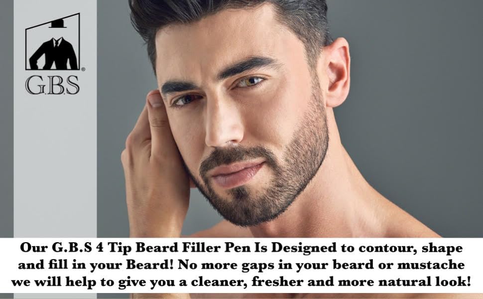 Beard Filler Pencil for Men Waterproof Beard Pen and Beard Brush Long Lasting Natural Look, Mustache Repair Shape, Define and Style Facial Hair Beauty and Personal Care G.B.S