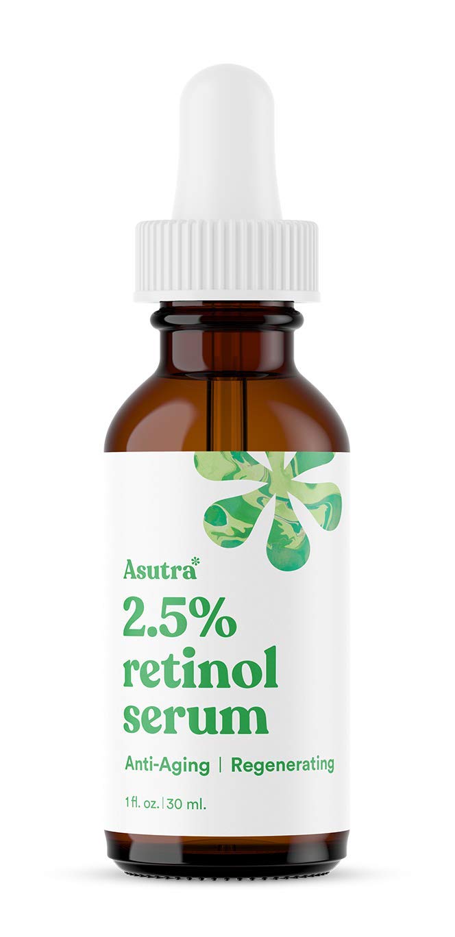 ASUTRA 2.5% Retinol Serum, 1 fl oz - Hyaluronic Acid, Vitamin E, Wheat Germ, Aloe, & Jojoba Oil, Plumping Face Serum Beauty & Personal Care ASUTRA