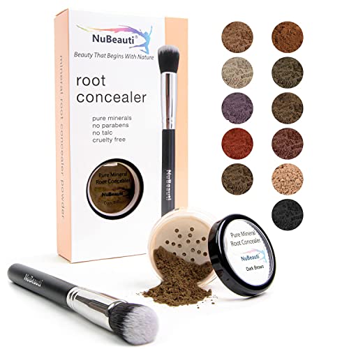NuBeauti Root Touch Up Powder - True-to-Nature Hairline Concealer with 11 Shades - Fragrance-Free, Talc-Free, Paraben-Free (With Brush, Dark Brown) Beauty & Personal Care NuBeauti