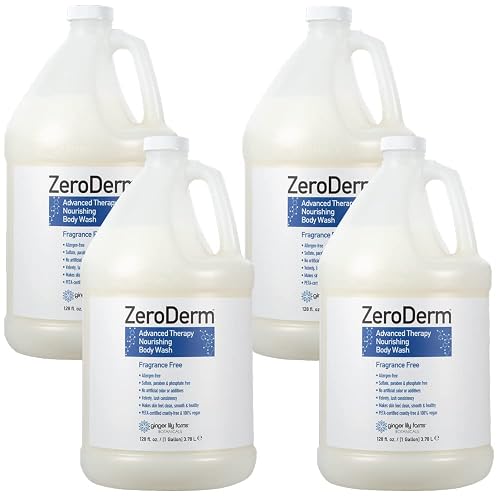 Ginger Lily Farms Botanicals ZeroDerm Advanced Therapy Nourishing Body Wash, 100% Vegan & Cruelty-Free, Fragrance Free, 1 Gallon Refill (Pack of 4) Beauty & Personal Care Ginger Lily Farms