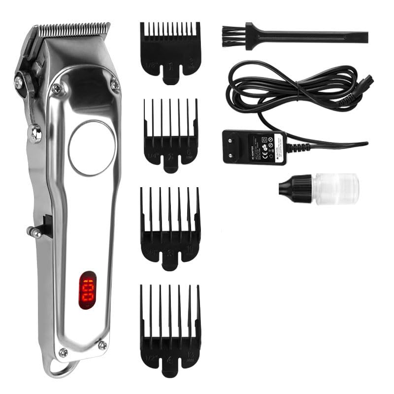 Professional Hair Clippers for Men - 4 Gears Pitch Fine Adjustable Long-Lasting 210-Min Battery Quiet + Powerful Motor LED Display Cordless Barber Beauty and Personal Care GLESVOWIO