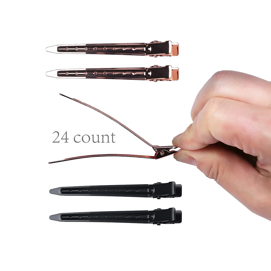 minihope 24 Packs Duck Bill Clips, 3.54 Inches/9cm Rustproof Metal Alligator Curl Clips for Hair Styling,makeup.,Hair Coloring, 12 Black,12 Rose gold. Beauty & Personal Care minihope