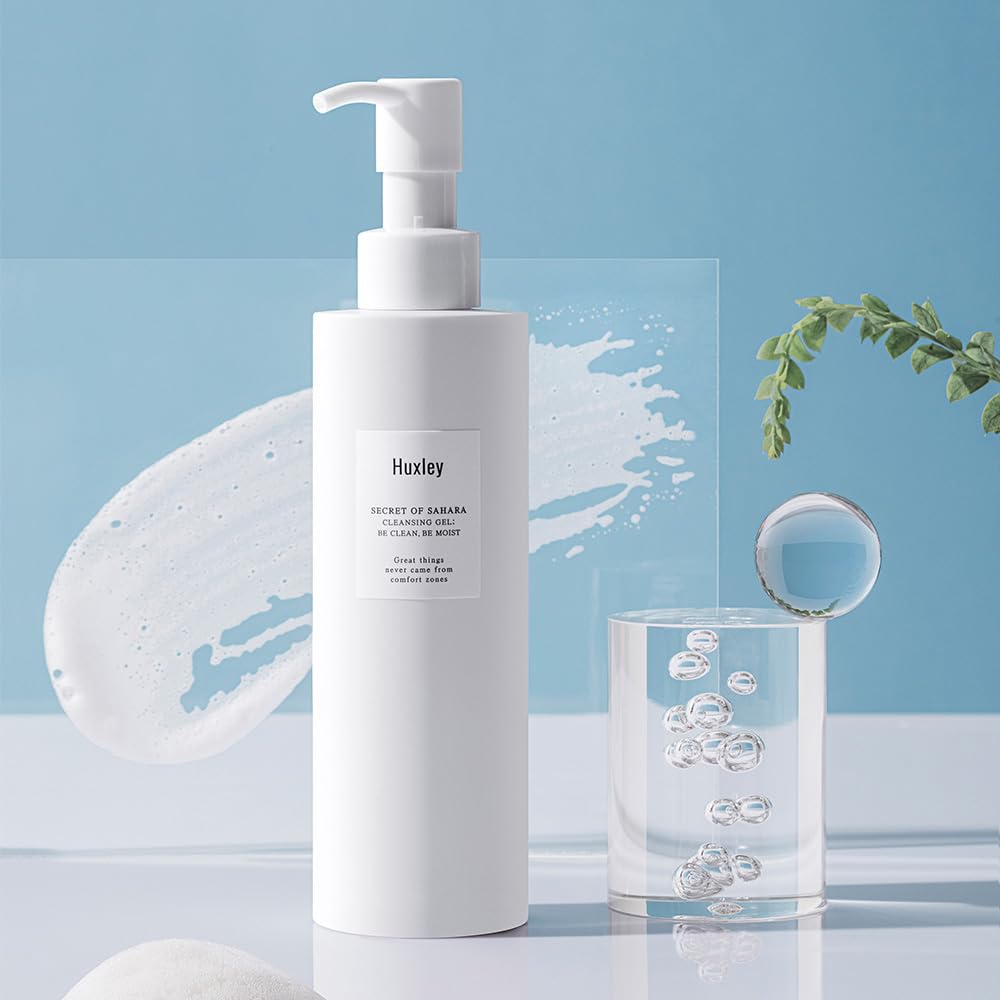 Huxley Secret of Sahara Gel Cleanser, Korean Gel-to-Foam Facial Cleanser for Daily Cleansing, Gentle Hydrating Face Wash for Makeup & Sunscreen Beauty & Personal Care Huxley