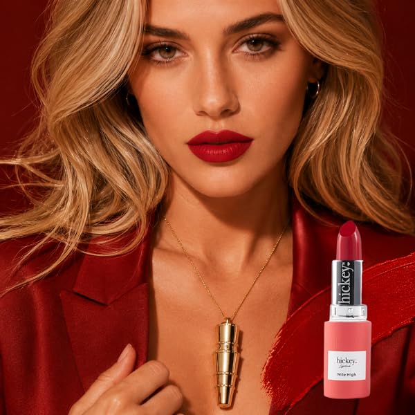 Hickey Lipstick Mile High Organic Perfect Red Lipstick Refill - Long Lasting Lipstick for Women - Hydrating & Moisturizing Shade, Best Lip Color for Beauty & Personal Care Hickey