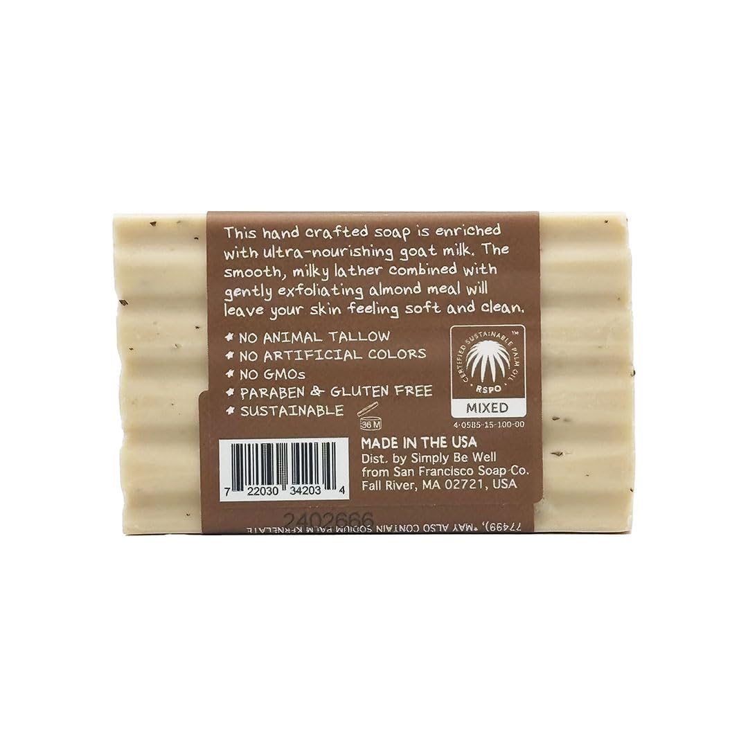San Francisco Soap Company Goat Milk Soap Bar - Almond & Goat Milk (4 Ounce) | Moisturizing Natural Body Soap with Nourishing Shea Butter | Gentle Beauty & Personal Care San Francisco Soap Company