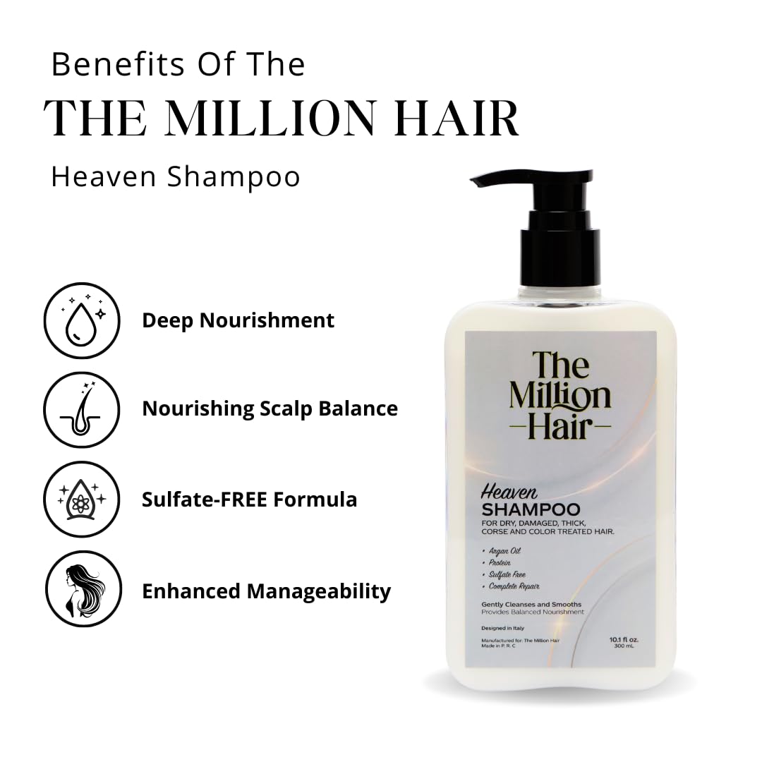 Heaven- Shampoo & Conditioner Set By The Million Hair, 10.1 Fl Oz (Pack of 2), White Beauty & Personal Care The Million Hair Inc