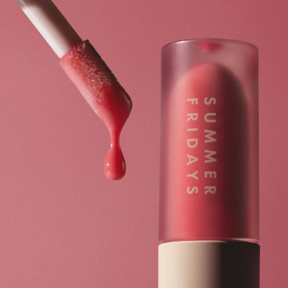 Summer Fridays Dream Lip Oil - Hydrating Tinted Lip Gloss Oil - Non-Sticky Formula with Skincare Benefits for Long-Lasting Softness + Shine - Beauty & Personal Care Summer Fridays