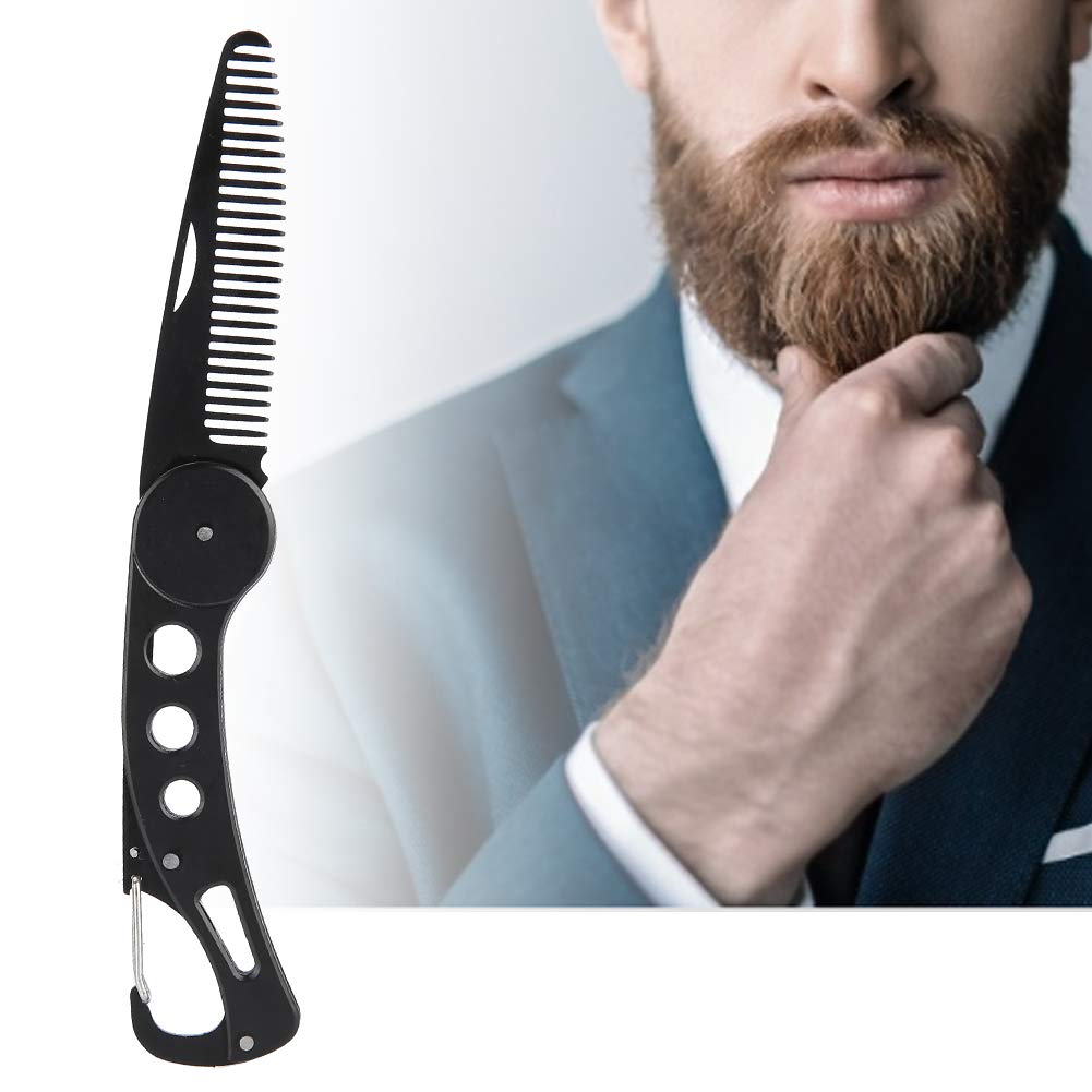 Delaman Men's Stainless Steel Folding Multifunctional Pocket Comb for Beard and Mustache Styling Beauty and Personal Care Delaman