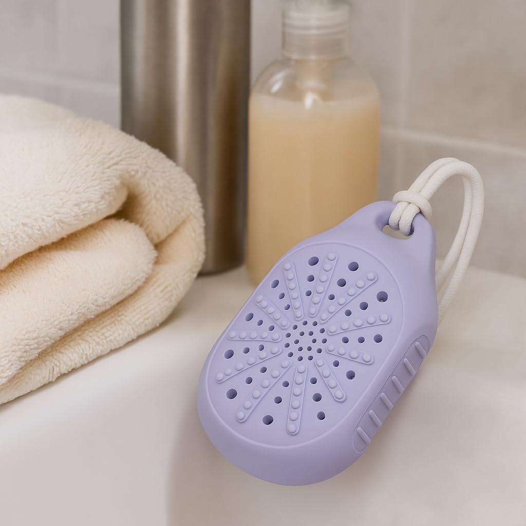 Dual-Sided Silicone Bar Soap Scrubber with Sponge - Exfoliating Soap Holder Pouch with Gentle & Deep-Clean Textures, Quick-Dry Soap Saver for Shower Beauty and Personal Care Xtlonbom