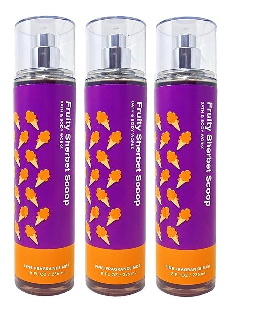 Bath & Body Works Fruity Sherbet Scoop Fine Fragrance Mist Gift Set 3 pack 8 fl oz each Beauty and Personal Care Bath & Body Works