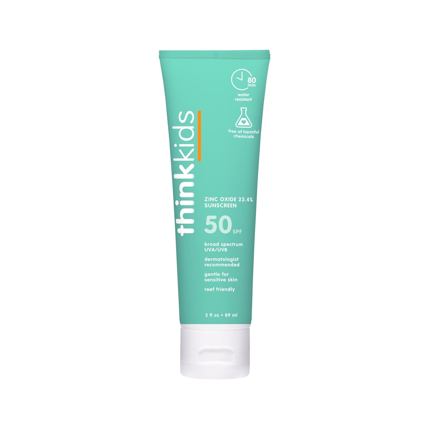 Thinkkids Safe Mineral Sunscreen SPF 50+, 3 Fl Oz, Natural, Water Resistant Reef Safe Sunscreen for Children, Broad Spectrum UVA/UVB Sun Screen Beauty & Personal Care THINK