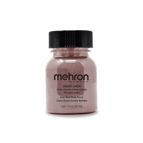 Mehron Makeup Liquid Latex | SFX Makeup | Halloween | Latex Glue for Skin | Prosthetic Glue 1 fl oz (30 ml) (Dark Flesh) Beauty & Personal Care Mehron