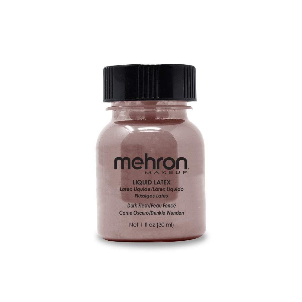 Mehron Makeup Liquid Latex | SFX Makeup | Halloween | Latex Glue for Skin | Prosthetic Glue 1 fl oz (30 ml) (Dark Flesh) Beauty & Personal Care Mehron