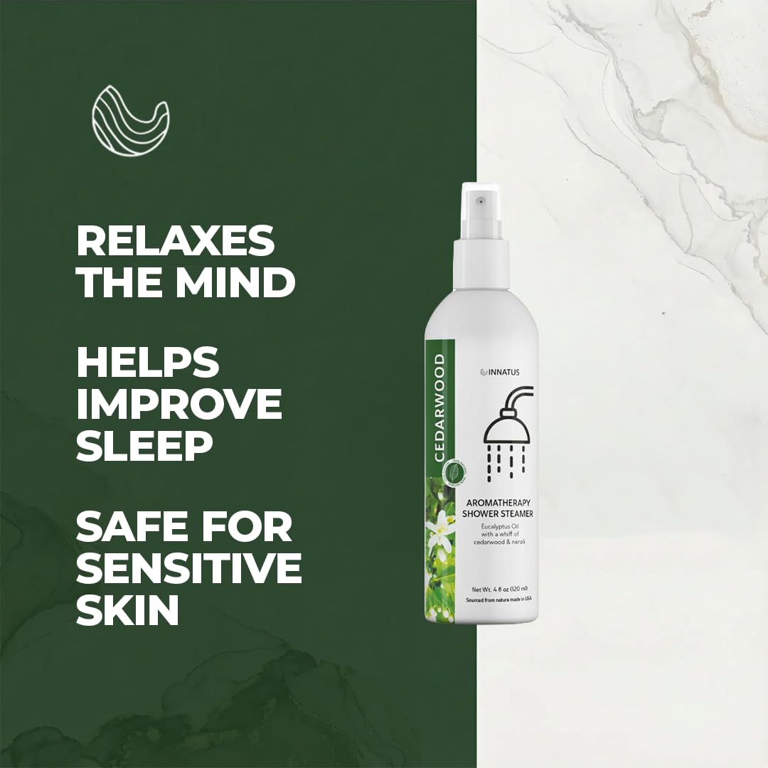 Soothing Shower Spray - 4oz Aromatherapy Shower Steamer Mist for a Spa-Like Experience - Elevates Your Shower - All-Natural Essential Oils (Cedar) Beauty and Personal Care INNATUS