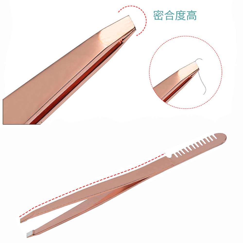 Amaok Eyebrow Tweezer with Comb - Tweezer Slant Tip, Professional Stainless Steel Slant Tip Tweezer - The Best Gold Precision Eyebrow Tweezers Beauty & Personal Care Amaok