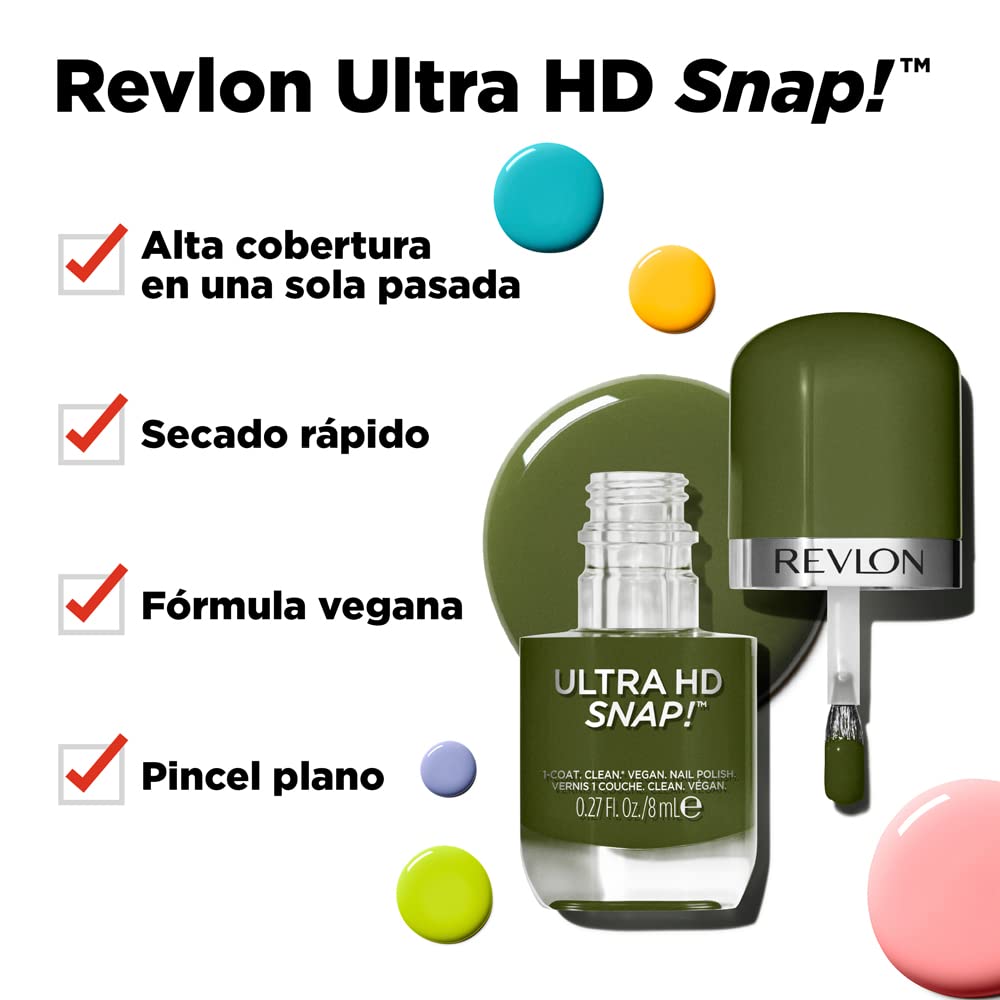 Revlon Ultra HD Snap Nail Color, Natural Rich Glossy Polish, 100% Vegan Formula, No Base or Top Coat Needed, 022 Commander in Chief, 0.27 fl oz Beauty & Personal Care REVLON