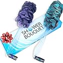 SHOWER BOUQUET Loofah-Charcoal Back-Scrubber Color-2-Pack // Long-Handle-Loofa-Lufa Bath-Sponge Brush/Extra Large Soft Mesh for Men & Women Beauty & Personal Care Shower Bouquet