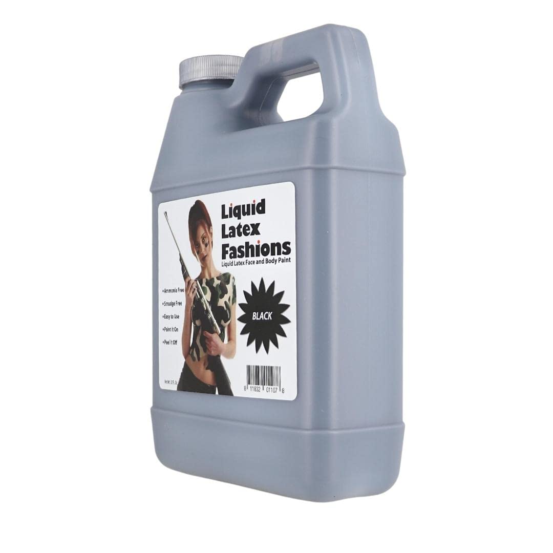 Black 32 Oz - Liquid Latex Body Paint, Ammonia Free No Odor, Easy On and Off, Cosplay Makeup, Creates Professional Monster, Zombie Arts Beauty & Personal Care Liquid Latex Fashions