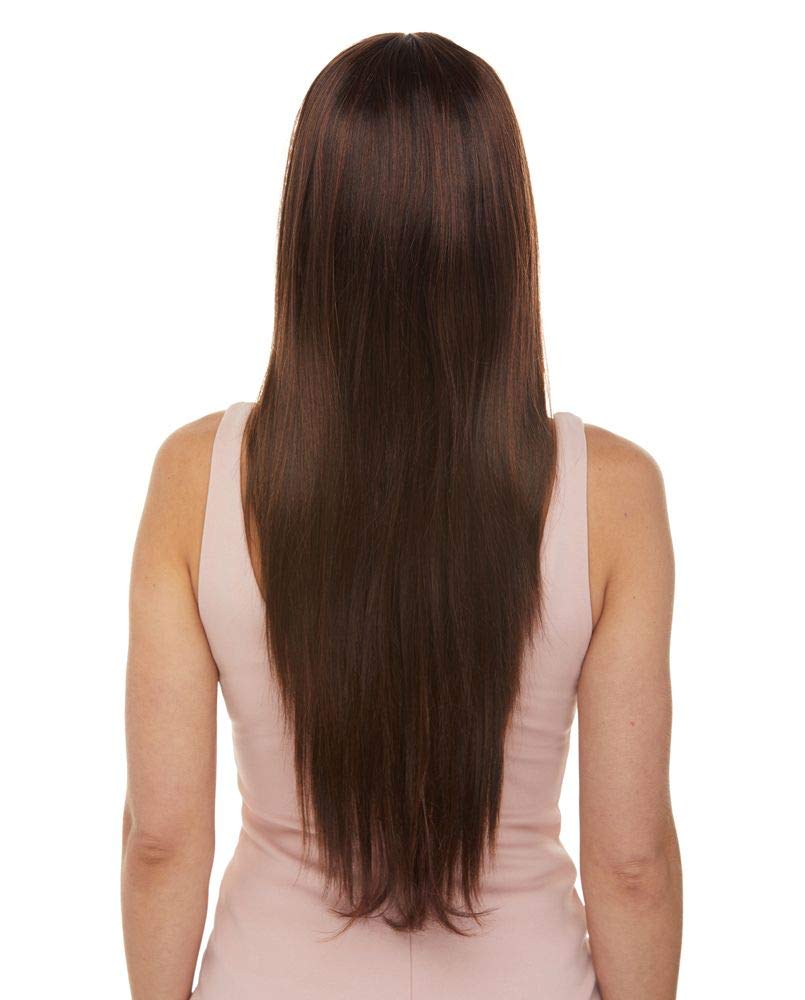 Jewell Blush Wig Color Toasted Almond - Sepia Wigs 30" Long Straight Layered Synthetic Fiber Full Bangs Fantasy Sexy Costume Light Brown