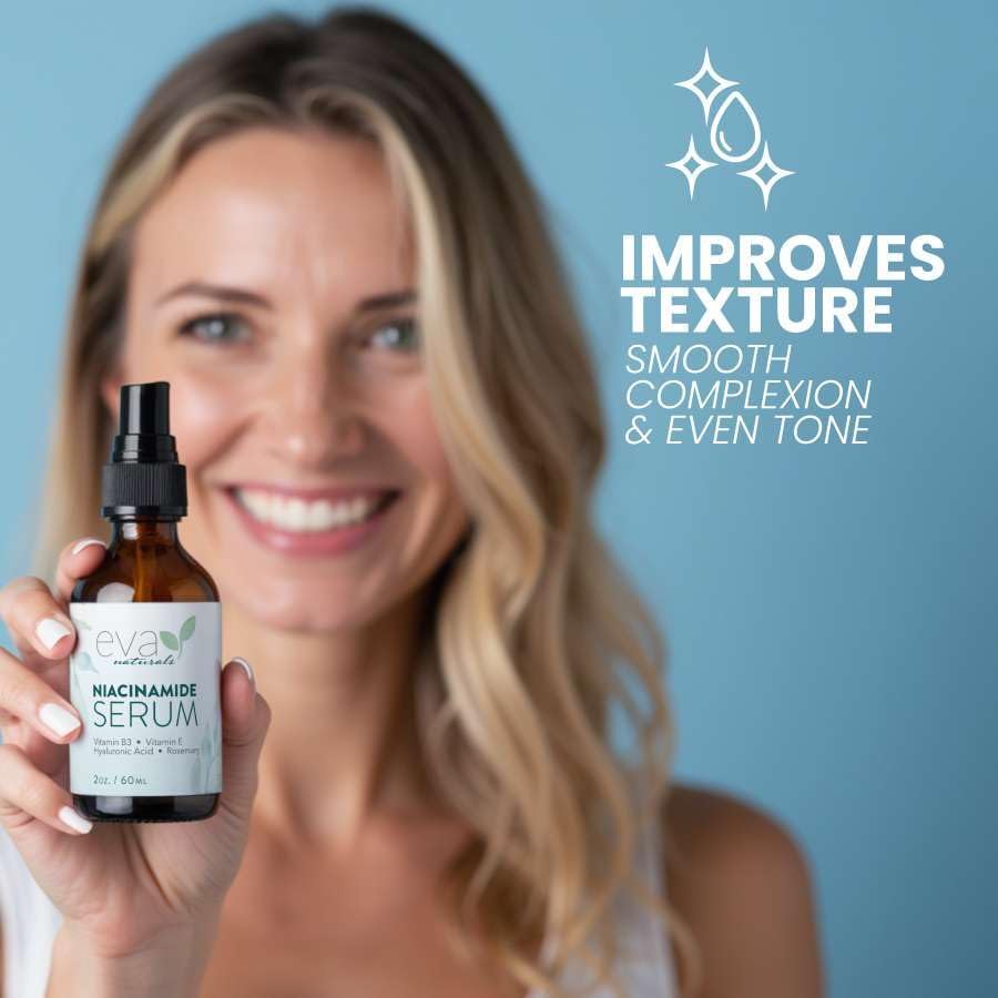 Niacinamide 5% Serum for Face - B3 Pore Minimizer, Acne Treatment & Dark Spot Corrector with Hyaluronic Acid, Vitamin E, Aloe & Neem - Anti-Aging Beauty & Personal Care Eva Naturals