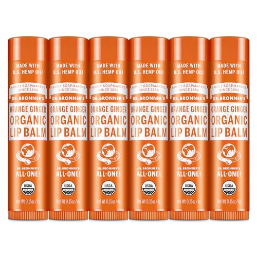 Dr. Bronner’s Organic Lip Balm 6-Pack (.15oz) Natural, Moisturizing, Petroleum-Free Lip Balm with Beeswax & Avocado Oil for Dry Lips, Men & Women Beauty and Personal Care Dr. Bronner's
