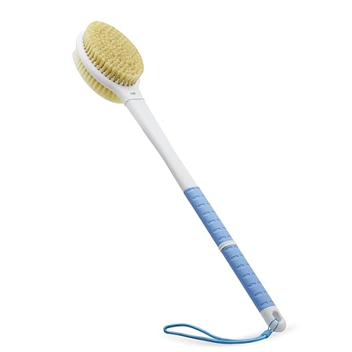 Shower Brush with Soft and Stiff Bristles,18.5" Long Handle Dual-Sided Back Scrubber Bath Brush Body Exfoliator for Wet or Dry Brushing (Long Handle) Beauty & Personal Care HONOMA