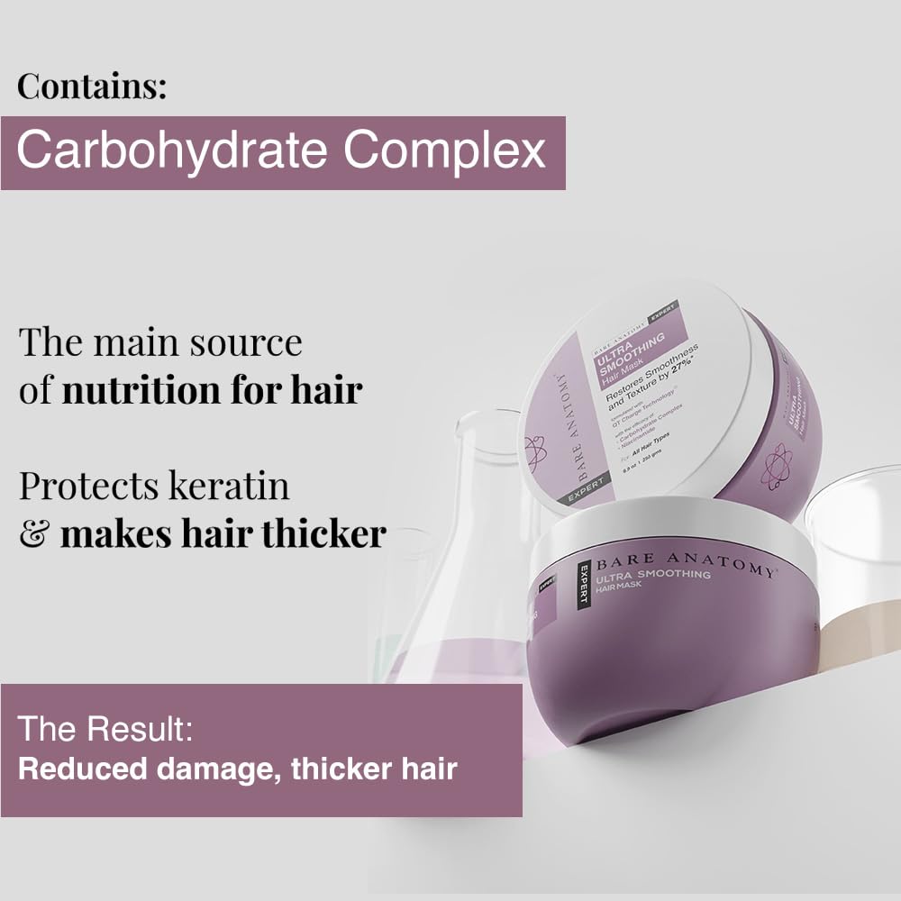 Bare Anatomy Ultra Smoothing Hair Mask Deep Conditioning with Carbohydrate Complex & Niacinamide | For Dry & Frizzy Hair | Sulphate & Paraben Free | Beauty and Personal Care Bare Anatomy