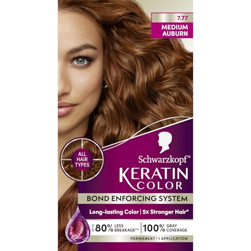 Schwarzkopf Keratin Color Permanent Hair Color, 7.7 Medium Auburn - Professional Quality Permanent Hair Dye, Up to 100% Gray Coverage - 1 Application Beauty & Personal Care Schwarzkopf