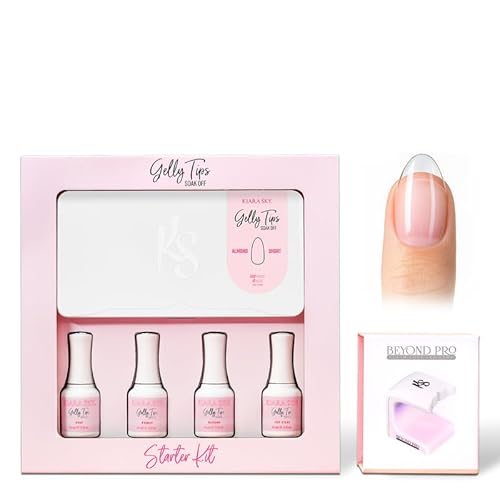 Kiara Sky Gelly Tips Starter Kit | Includes Prep, Primer, Builder, Top Coat, Tips | Almond Short Beauty & Personal Care KIARA SKY