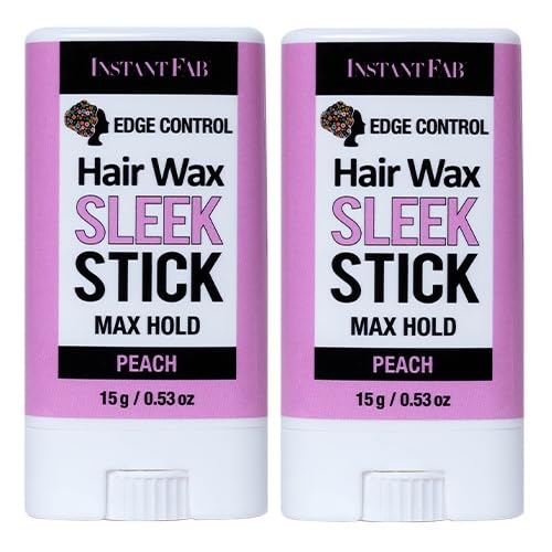 STUDIO LIMITED Edge Control Hair Wax Sleek Max Hold Styling Pomade, Non-greasy Coconut Scented Hair Wax (Peach, 2-Pack) Beauty & Personal Care STUDIO LIMITED