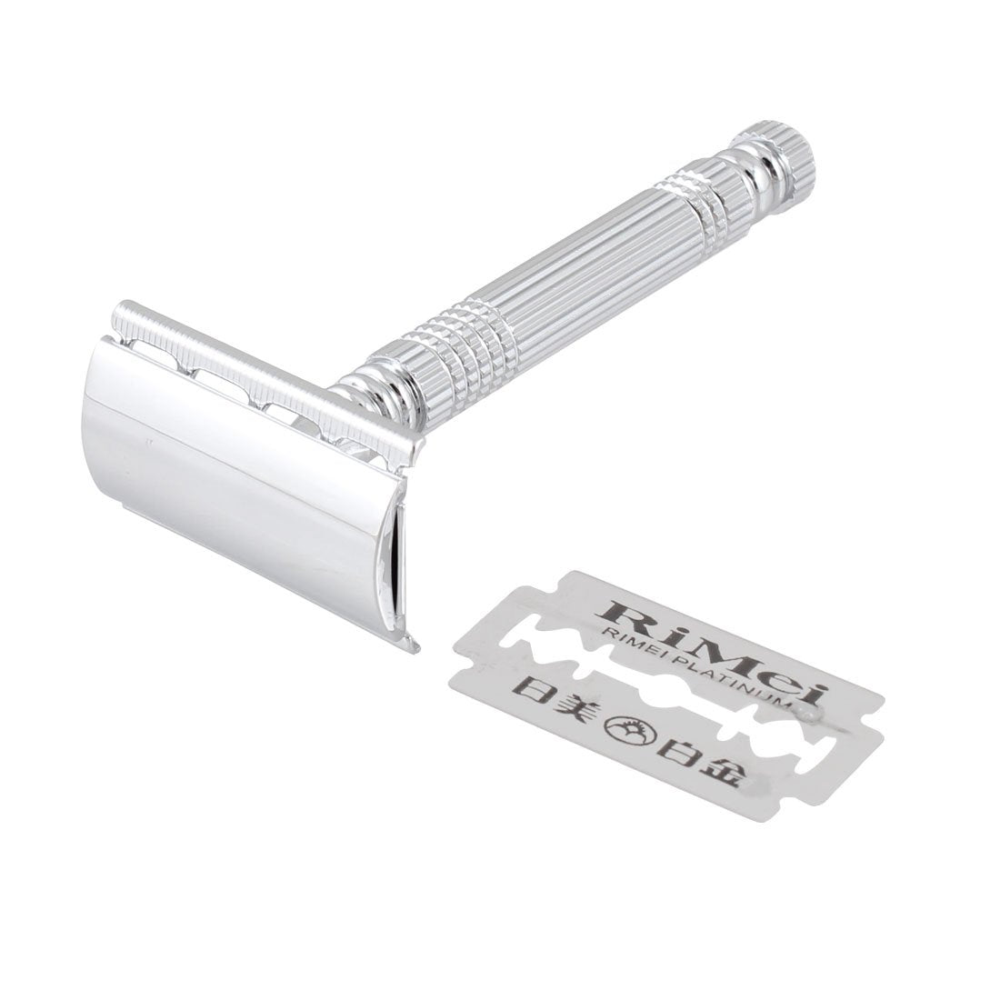 Ruilogod Men Silver Tone Good performance Handle Double Edge Shaving Shaver Razor w Blade (id: 161 357 812 22d c9c Beauty and Personal Care Ruilogod