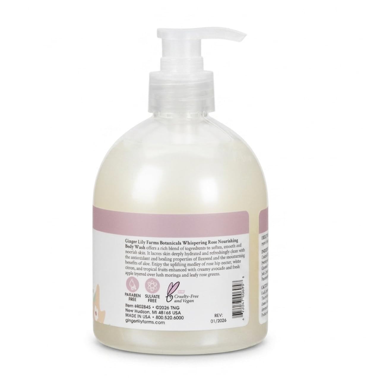 Ginger Lily Farms Botanicals Nourishing Body Wash, 100% Vegan & Cruelty-Free, Whispering Rose Scent, 16.9 Fl Oz Beauty & Personal Care Ginger Lily Farms