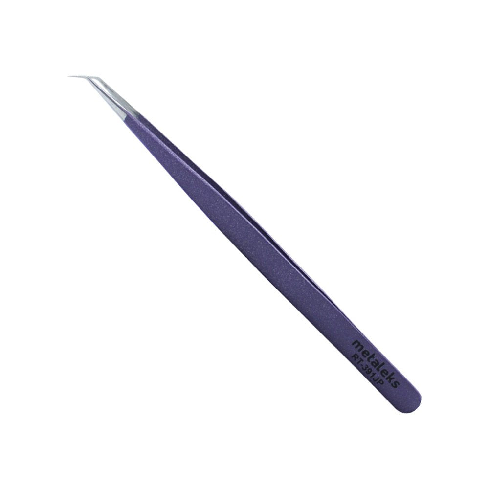 Tweezers for Eyelash Extension - Long 45° Angular Tip Tweezers - Hand Crafted Surgical Stainless Steel Precision Tweezers ( Metallic Pink Powder Beauty and Personal Care metaleks