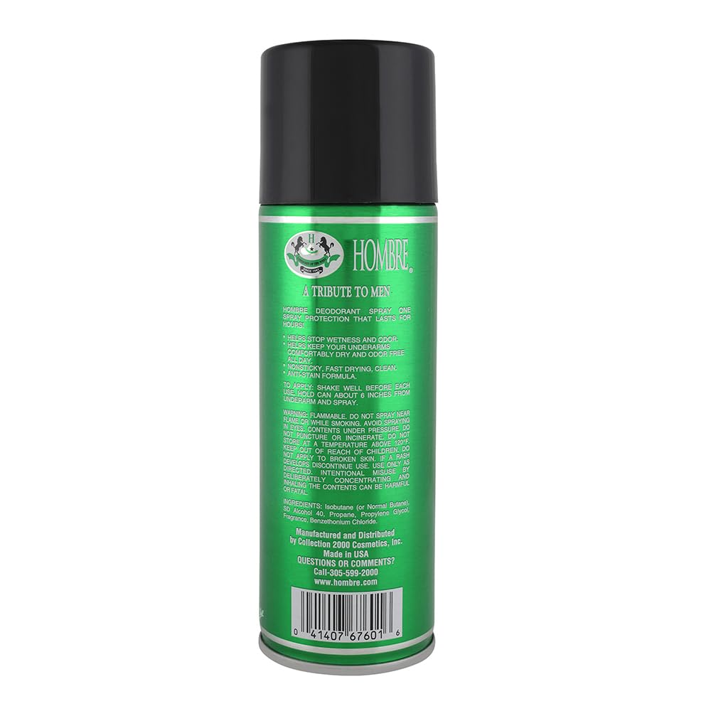 Hombre Green Deodorant Fresh Body Spray for Men 5.5Oz -156g (3 Pack) Beauty and Personal Care HOMBRE