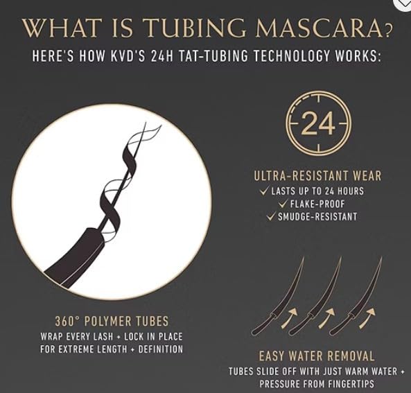 KVD Mini Full Sleeve Tubing Mascara - Ultra?Black - Lengthening & Defining, Smudge?Resistant 24H Tubing Wear, Easy Warm?Water Removal, Vegan &