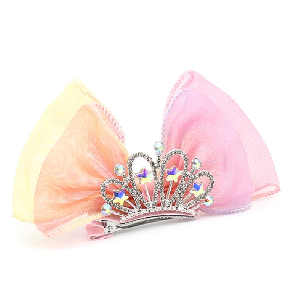 Hot&Sattion 2 Pack Bow Hair Clips, Crown Shaped Hair Barrettes, Cute Metal Snap Sparkly Hair Styling Accessories for Girls & Kids Beauty & Personal Care Hot&Sattion