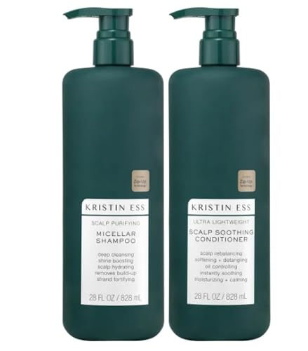 Kristin Ess Scalp Soothing Duo: Purifying Micellar Shampoo (28 fl oz) & Ultra Lightweight Conditioner. Beauty & Personal Care Kristin Ess