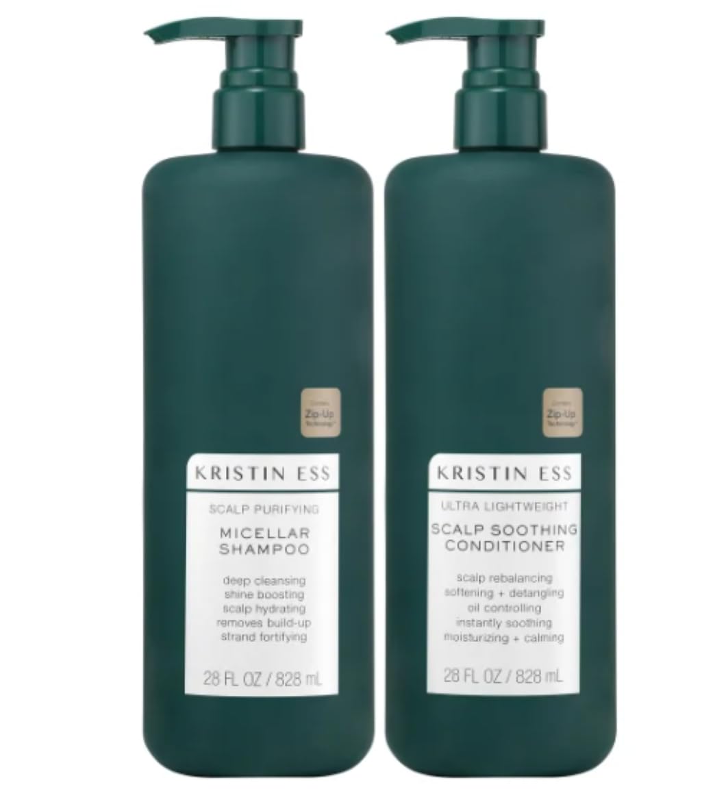 Kristin Ess Scalp Soothing Duo: Purifying Micellar Shampoo (28 fl oz) & Ultra Lightweight Conditioner. Beauty & Personal Care Kristin Ess