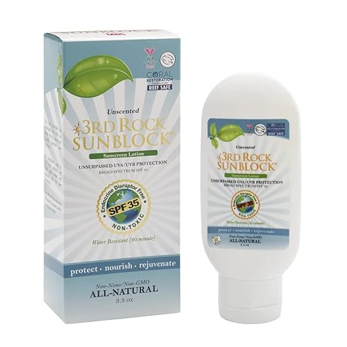3rd Rock Essentials | Sunblock® SunScreen Lotion SPF 35+ | All Natural Organic Zinc Unscented Sunscreen for Sun Protection | All Natural Personal Care Beauty & Personal Care 3rd Rock Essentials