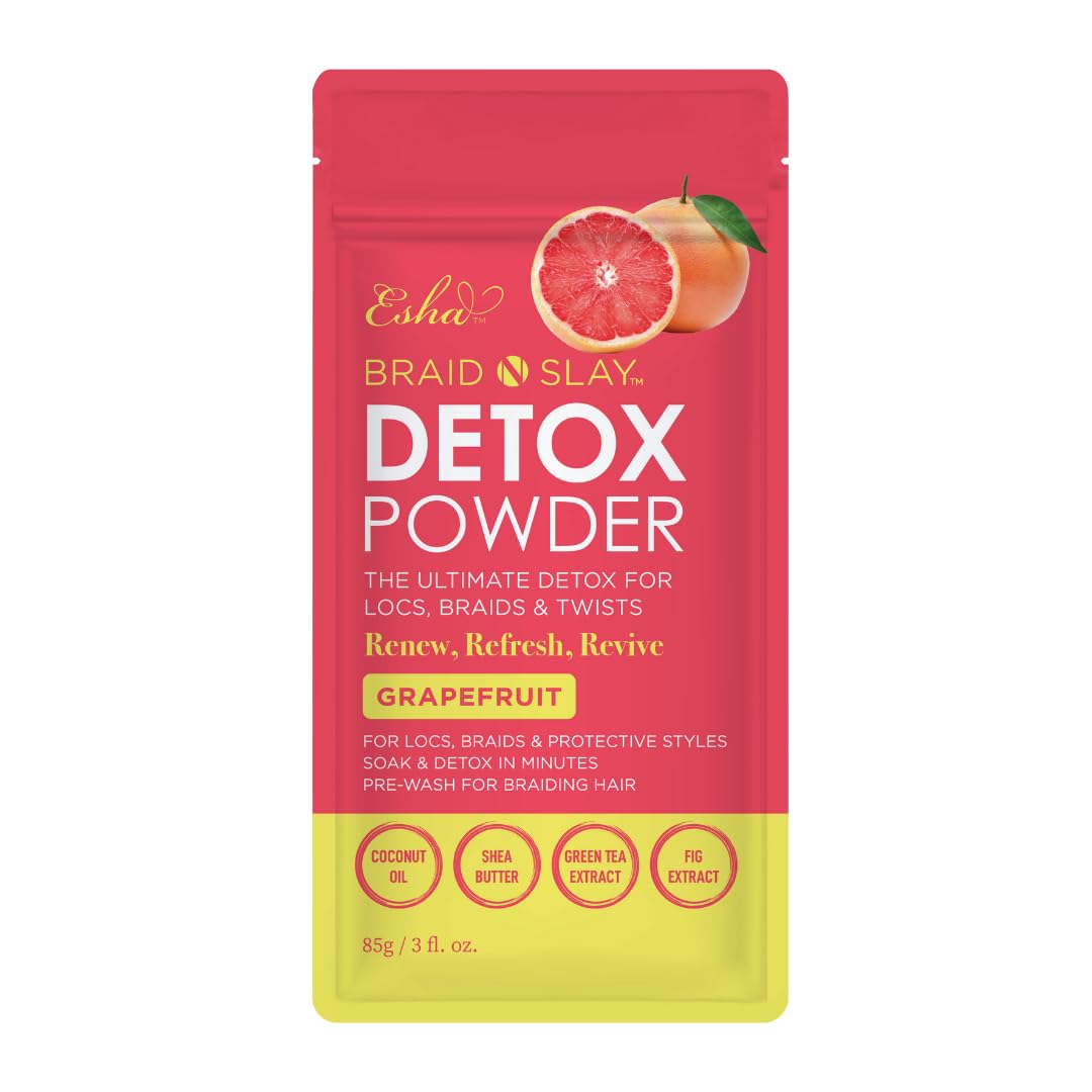 Esha Braid N Slay Detox Powder - Scalp Cleanser for Braids, Locs & Twists - Removes Buildup, Odor & Prewashes Synthetic Hair - Non-Stripping,