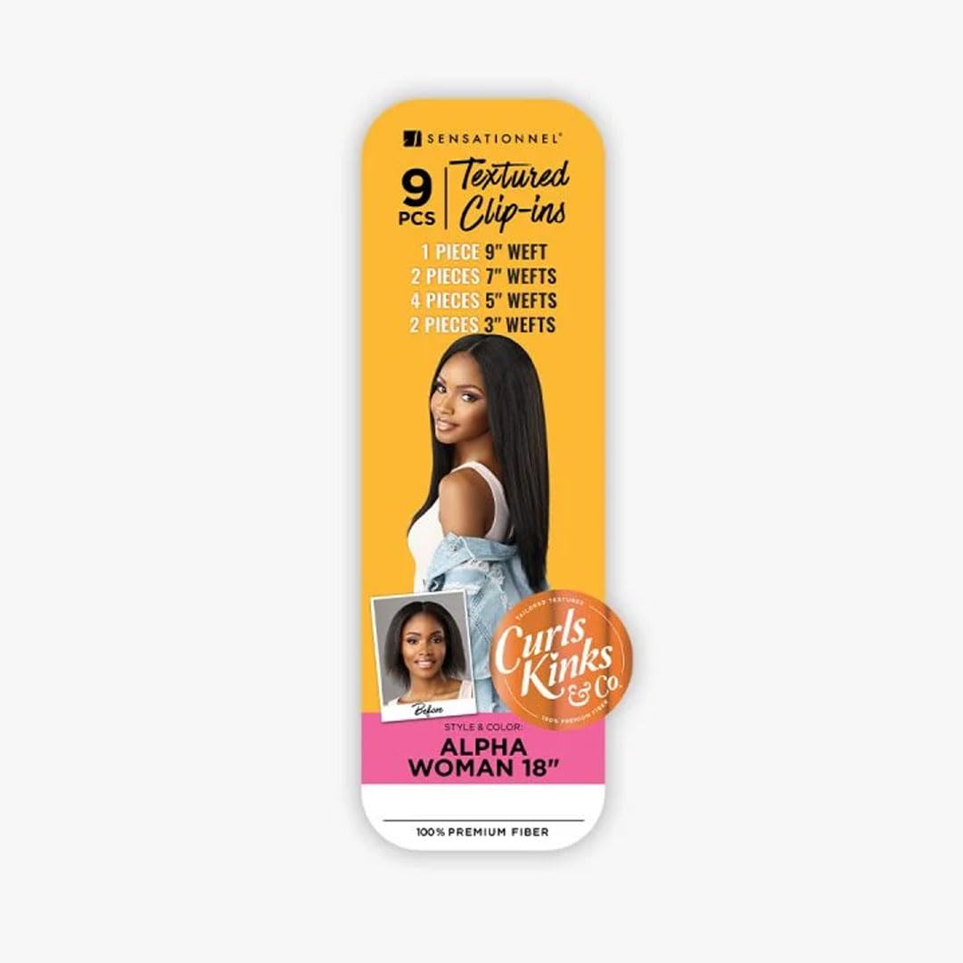 Sensationnel Curls Kinks & Co Synthetic Hair Clip ins - ALPHA WOMAN 18 (Color:1 Jet Black)