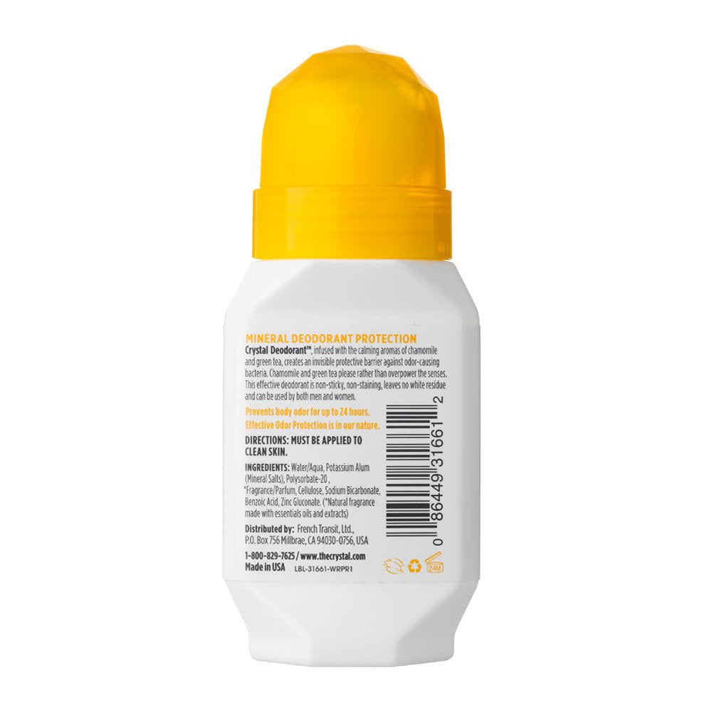 Crystal Mineral Deodorant Roll-On, Chamomile & Green Tea, 2.25 fl oz (Pack of 12) Beauty and Personal Care Crystal Essence