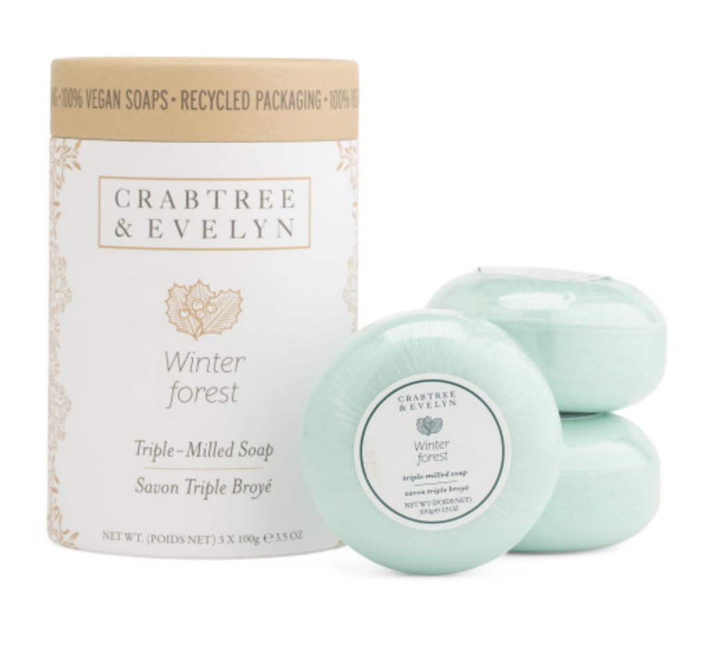 Crabtree & Evelyn Winter Windsor Forest Triple Milled Soap Bars 3 X 3.5 oz Beauty & Personal Care Crabtree & Evelyn