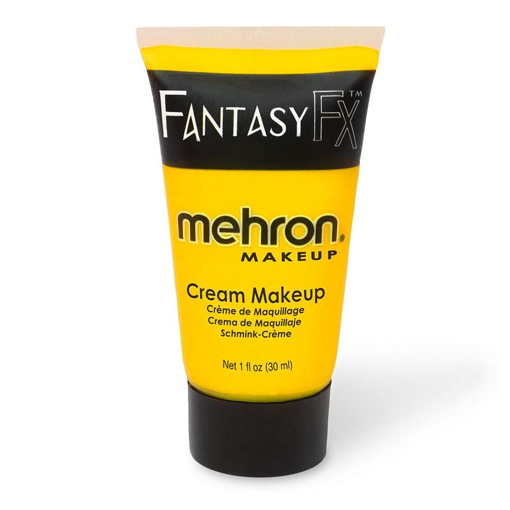 Mehron Makeup Fantasy FX Cream Makeup | Water Based | Halloween | Yellow Face & Body Paint For Adults 1 fl oz (30ml) (YELLOW) Beauty & Personal Care Mehron