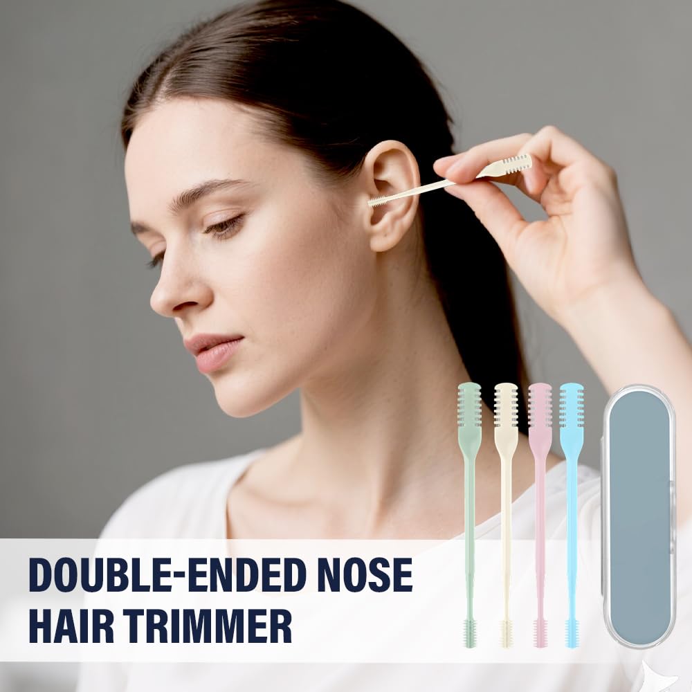 AprYew 2-in-1 Nasal Hair Cutter, Nose Hair Trimmer for Men Women, 360° Rotating Portable Manual Nose Hair Remover Tool with Ear Picker, Double Sided Beauty and Personal Care AprYew