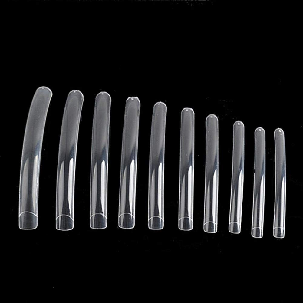 Yimart 100pcs White/Clear/Natural Extra Long Curve Nail Tip UV Gel French Acrylic False Nail Art Salon long Tips (Clear) Beauty & Personal Care Yimart