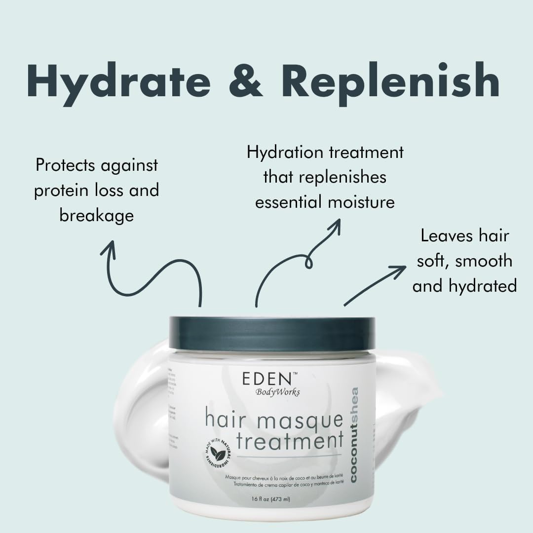 EDEN BodyWorks Coconut Shea Moisturizing Hair Masque Treatment | 16 oz | Hydrate, Protect, Soften, Add Shine - Packaging May Vary Beauty & Personal Care EDEN BodyWorks