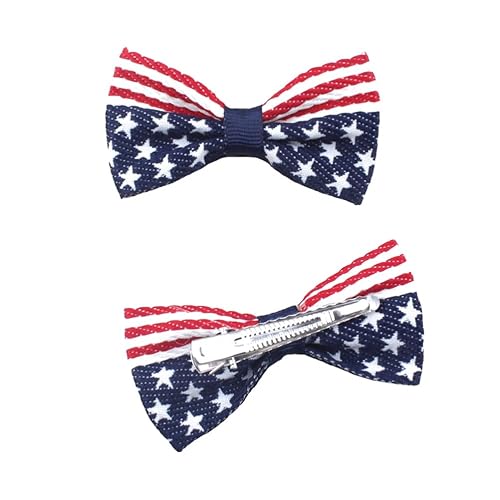 Aysekone 2 Pcs/Pack Girls American Flag Hair Bow Hair Clips Fourth of July Hair Accessories Patriotic Hair Bows Hairgrips Beauty & Personal Care Aysekone
