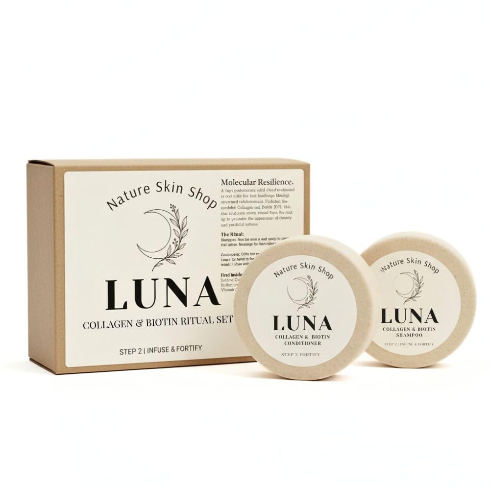 Nature Skin Shop Luna Collagen & Biotin Shampoo and Conditioner Set - Strengthening & Volumizing Solid Hair Care Duo for Fine, Thinning & Weak Hair Beauty & Personal Care Nature Skin Shop